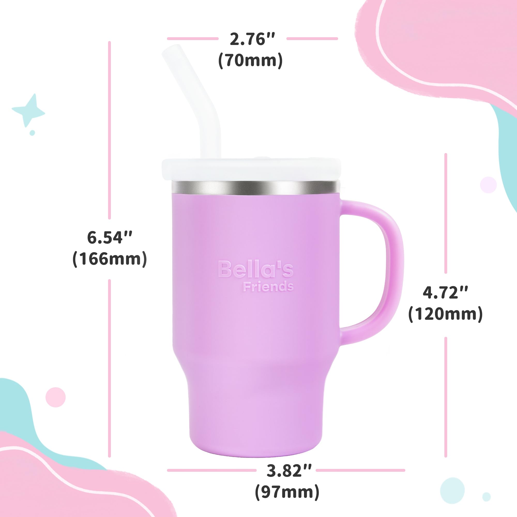 Bella's Friends Handy Mini Tumbler stainless interior highlights odor-free cups for toddlers.