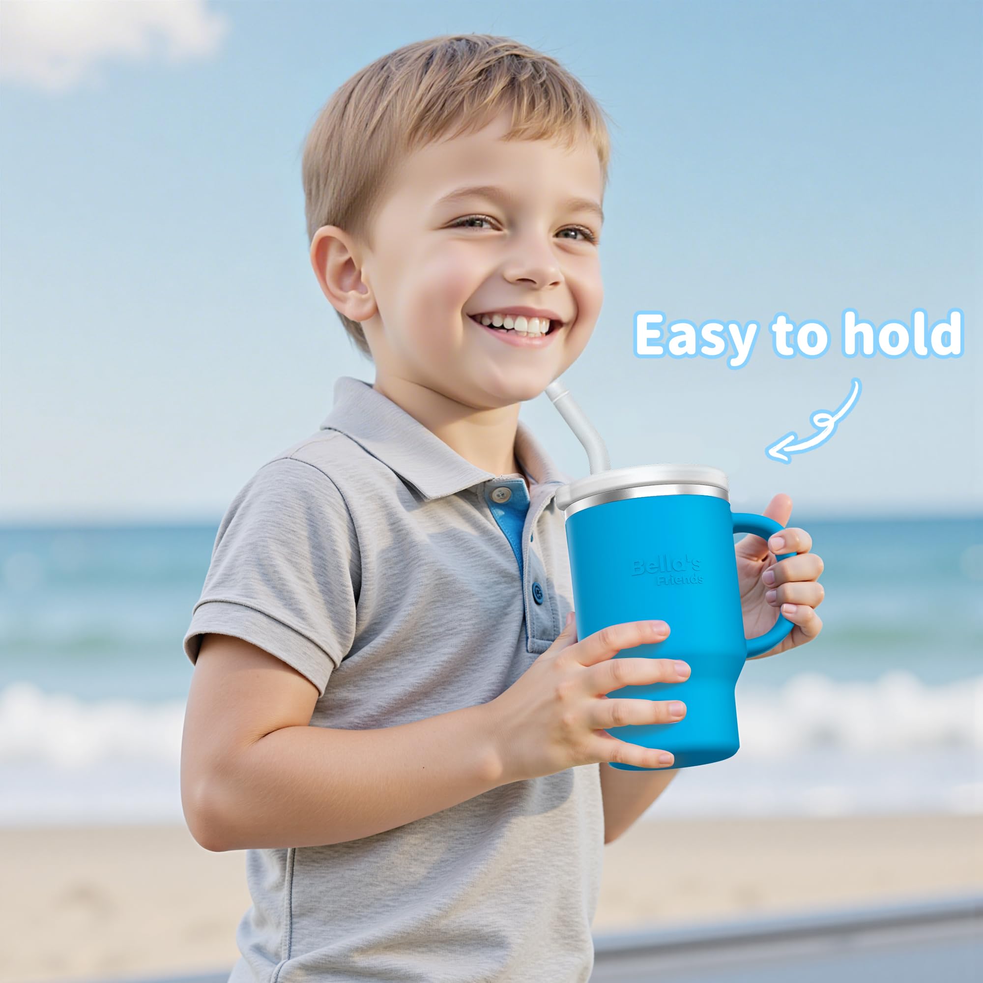 Bella's Friends Handy Mini Tumbler straw closeup shows flexible silicone tip for gentle sips