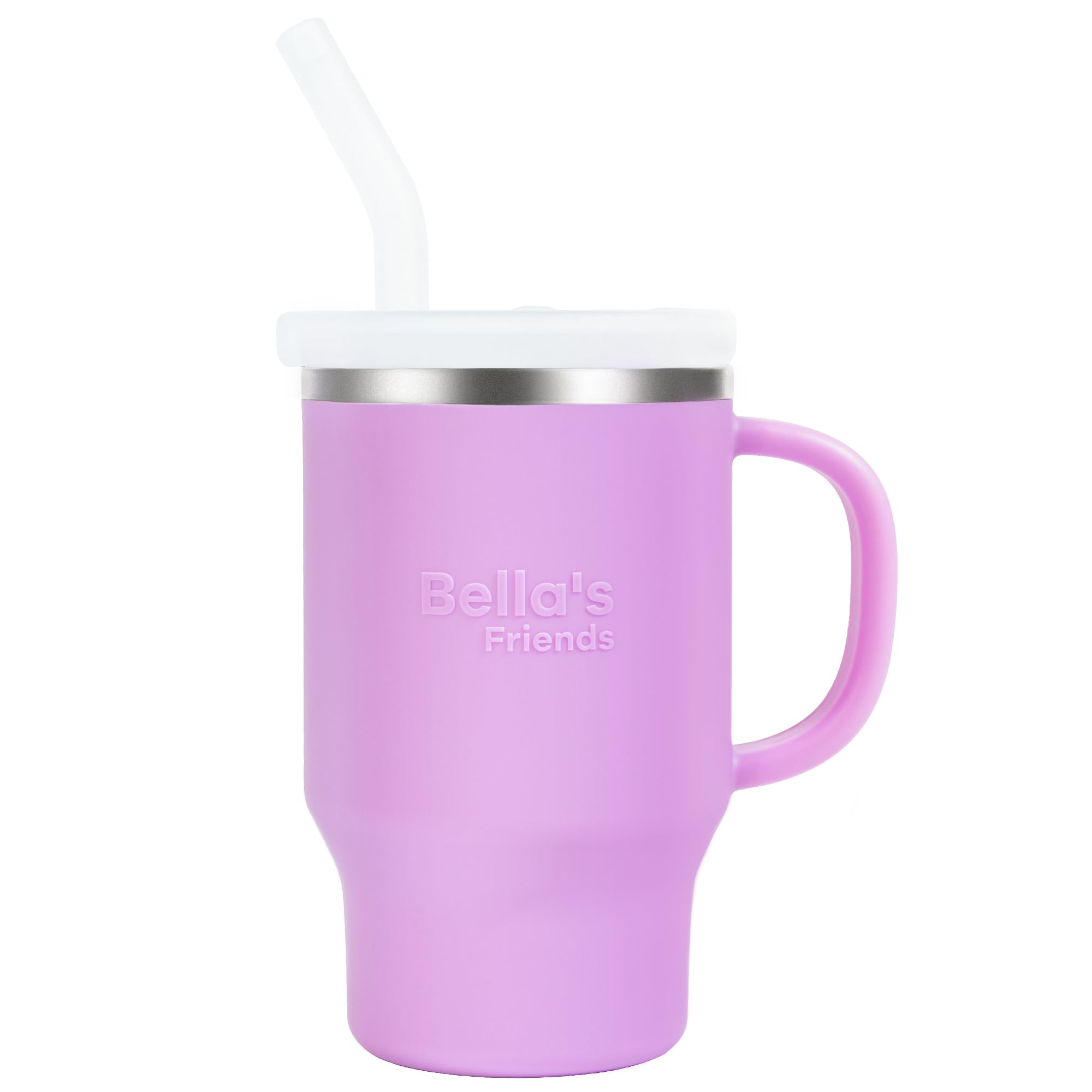 Bella's Friends Handy Mini Tumbler straw close-up shows flexible sipping for toddlers.