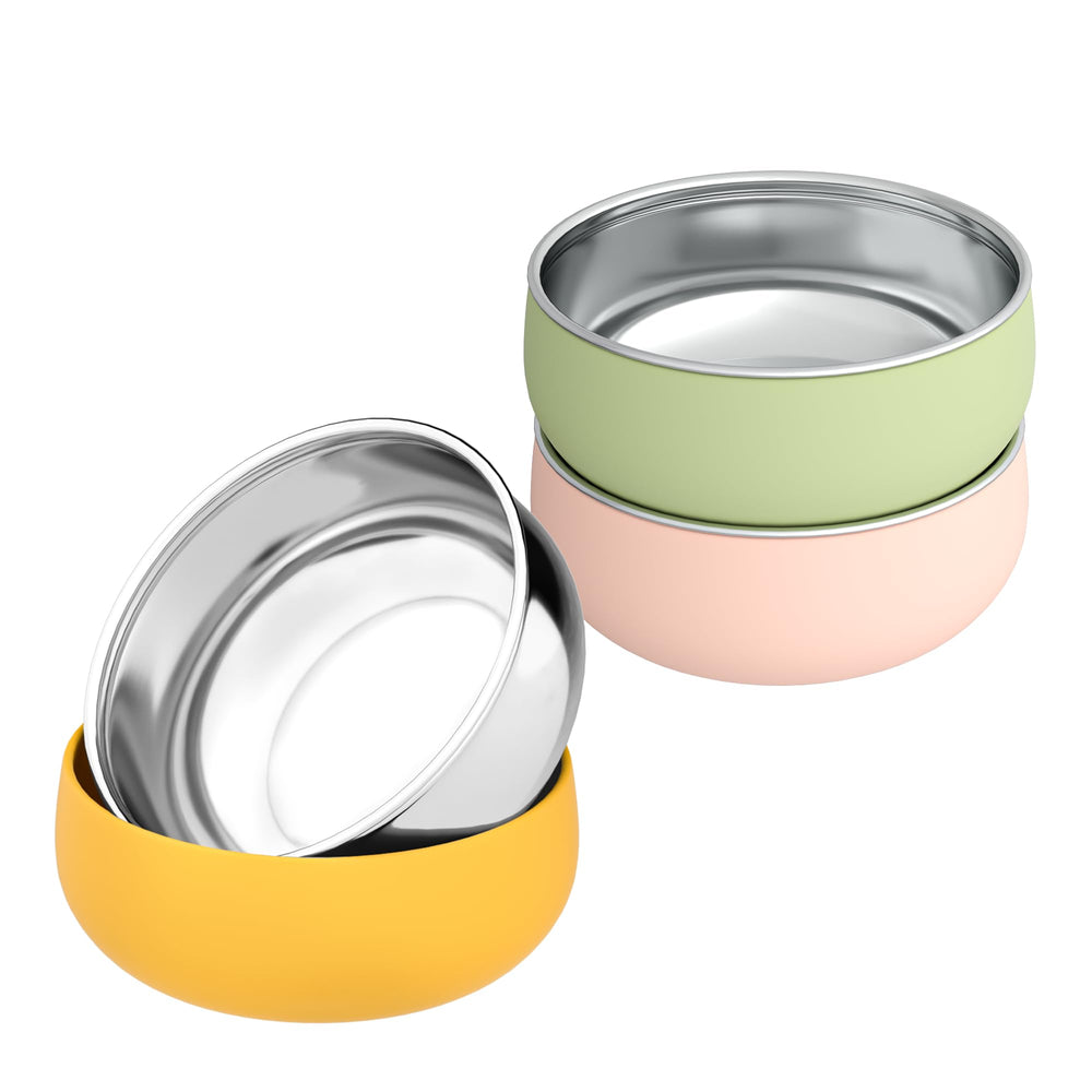Bella's Friends stainless steel bowls with silicone sleeve pack for mess-free toddler meals