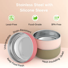Bella's Friends non-slip exterior keeps bowls steady during meals