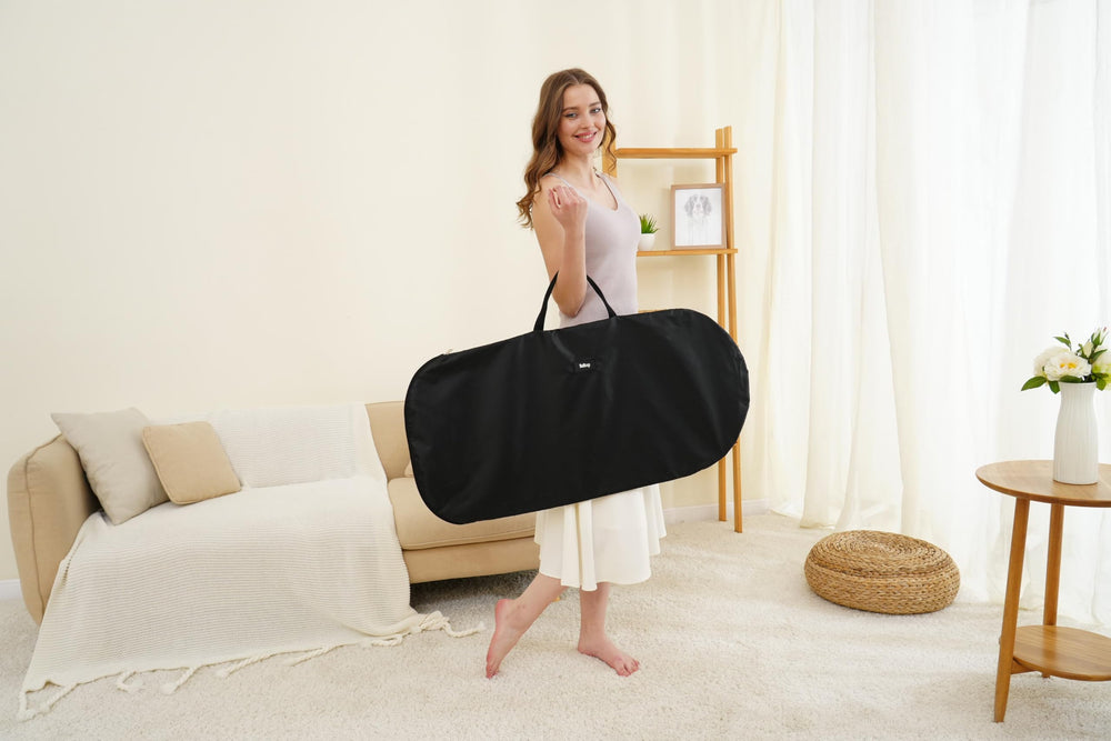 Belltop transport bag features sturdy handles and a zipper for easy carrying.