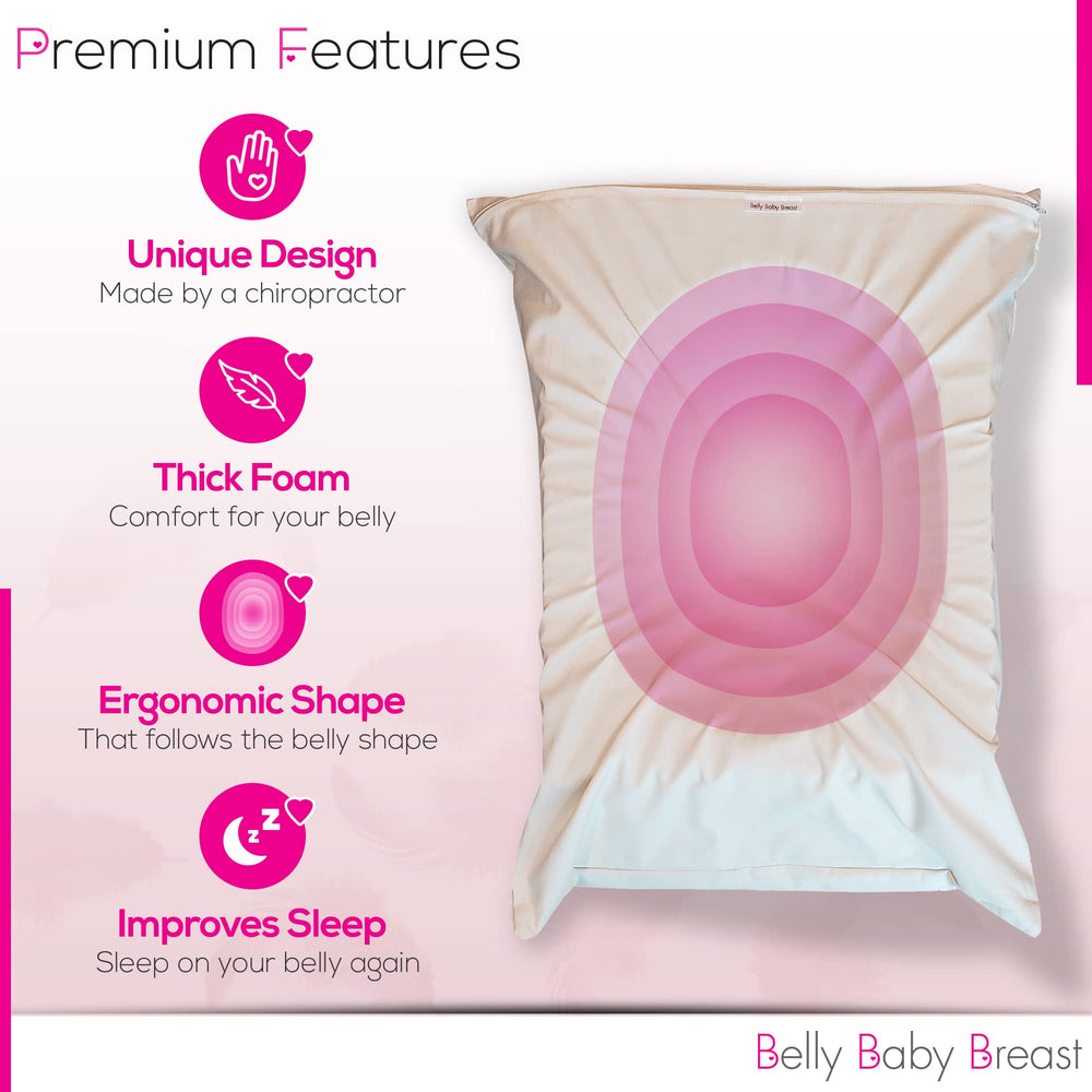 Belly Baby Breast Pillow side view highlights hip and shoulder support.