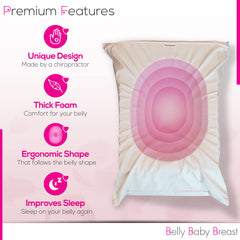 Belly Baby Breast Pillow side view highlights hip and shoulder support.
