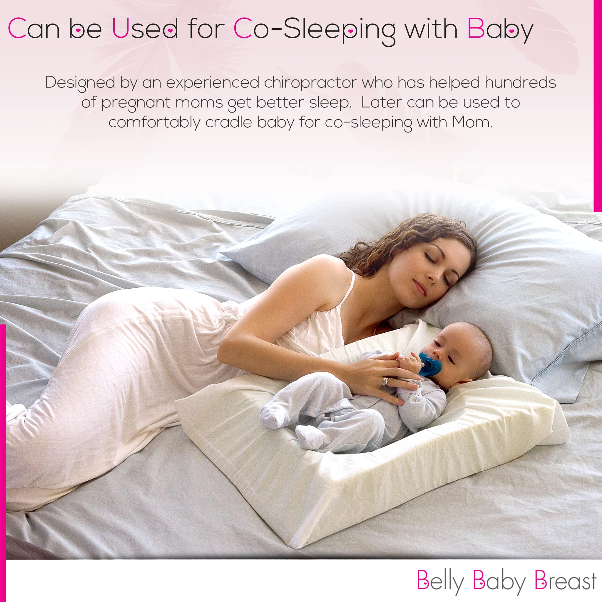 Belly Baby Breast Pillow travel-friendly design fits into standard pillowcases.