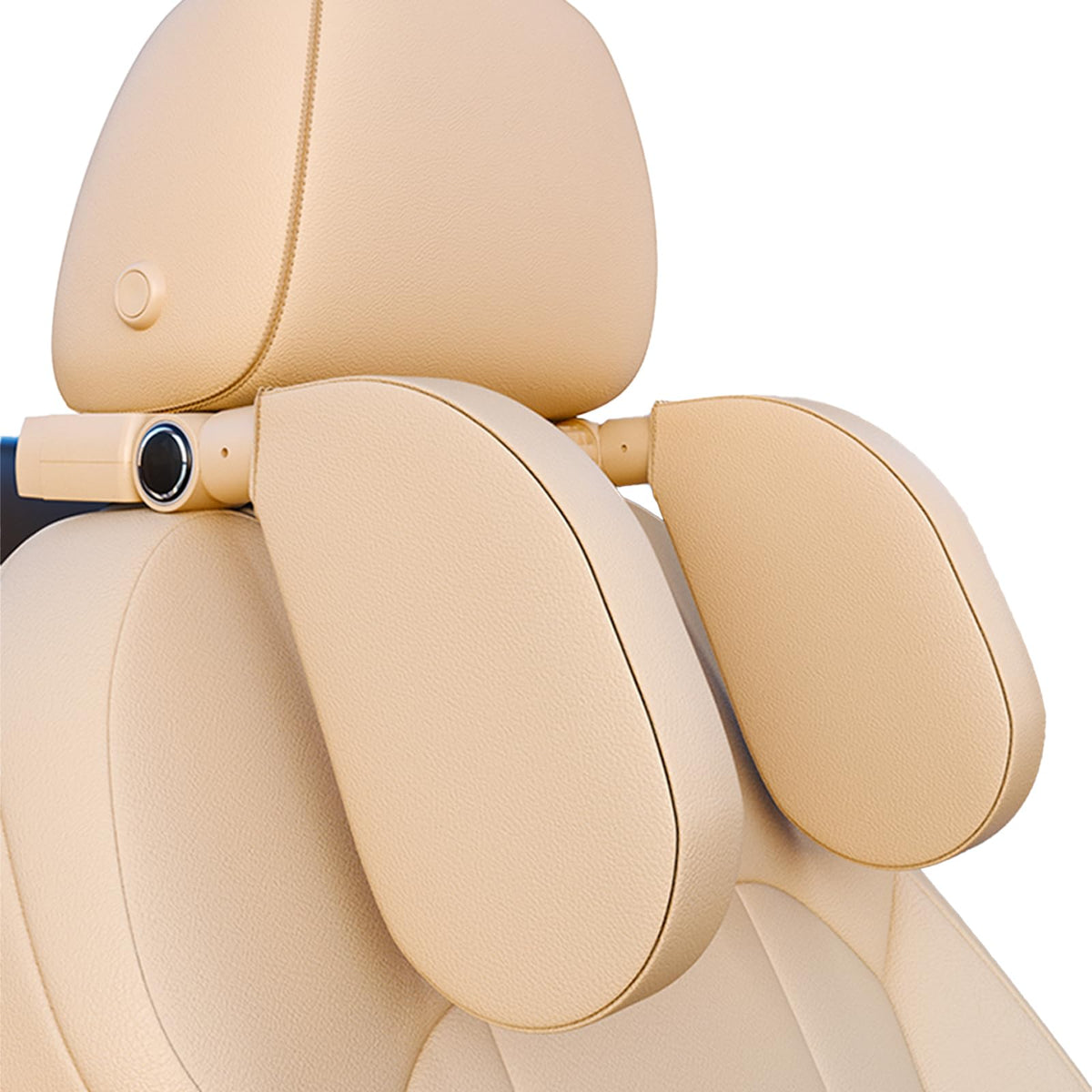 Belmeri car headrest pillow beige front view shows ergonomic neck support for long drives