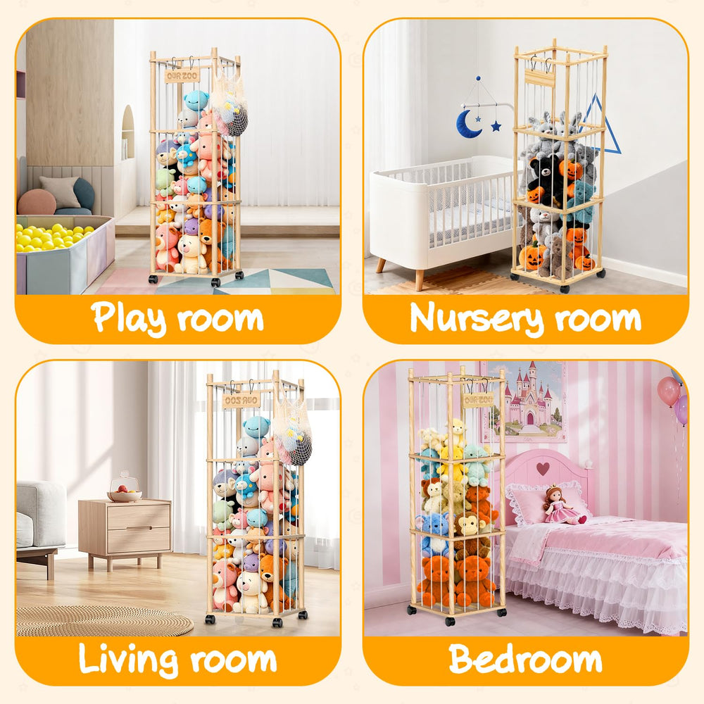 Belveora storage dimensions 53.5x16.1x16.1 inches for large plush collections.
