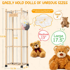 Belveora natural pinewood frame, sturdy and durable for growing plush collections.