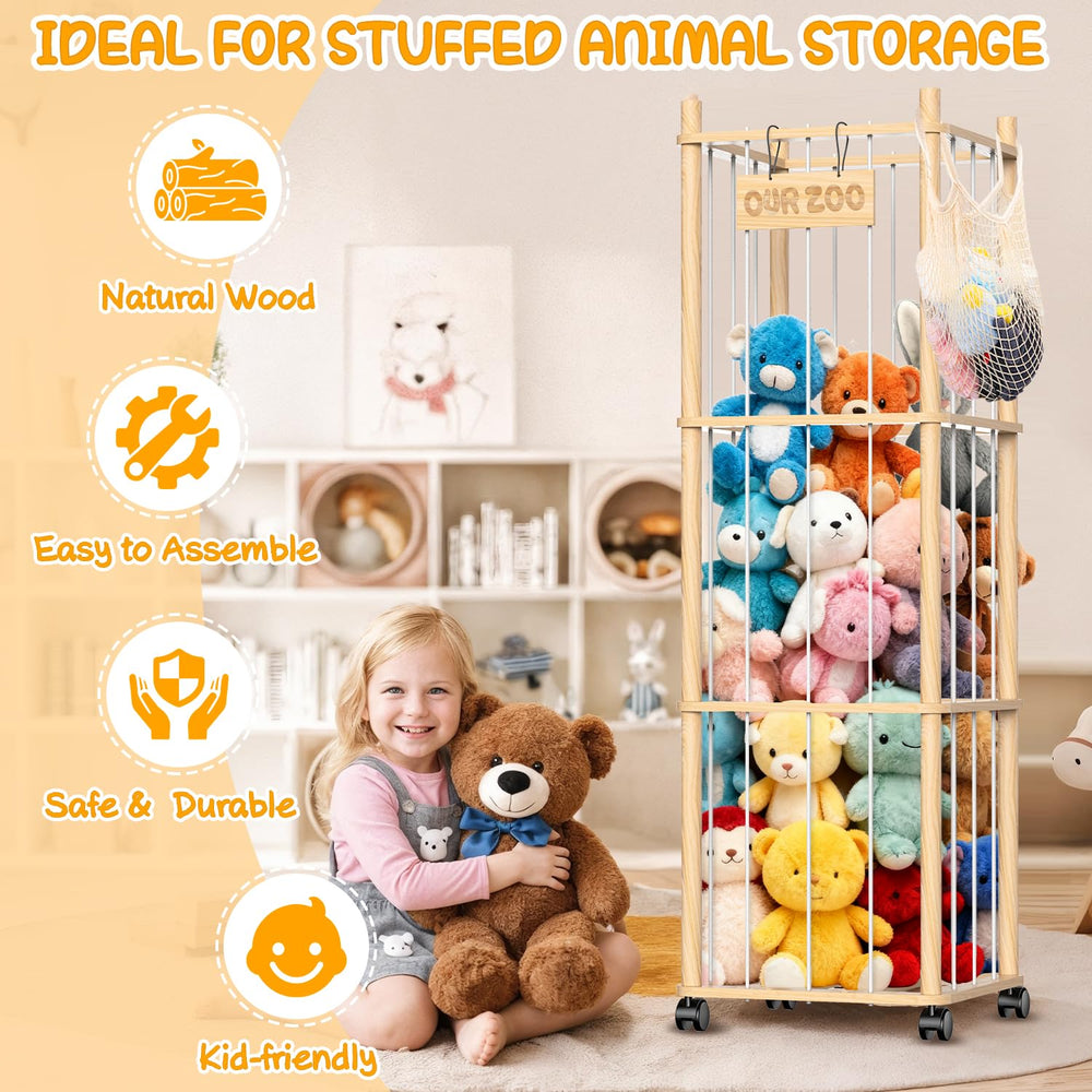 Belveora open-grid multi-tier design displaying plush toys for easy access.
