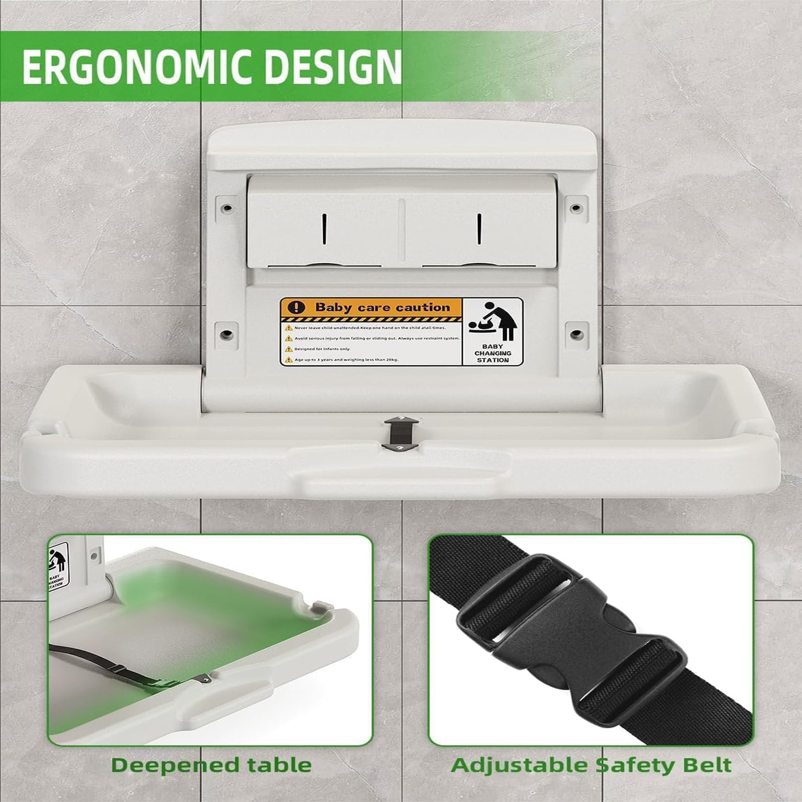 Belzar changing station supports 77 lbs, suitable for growing babies