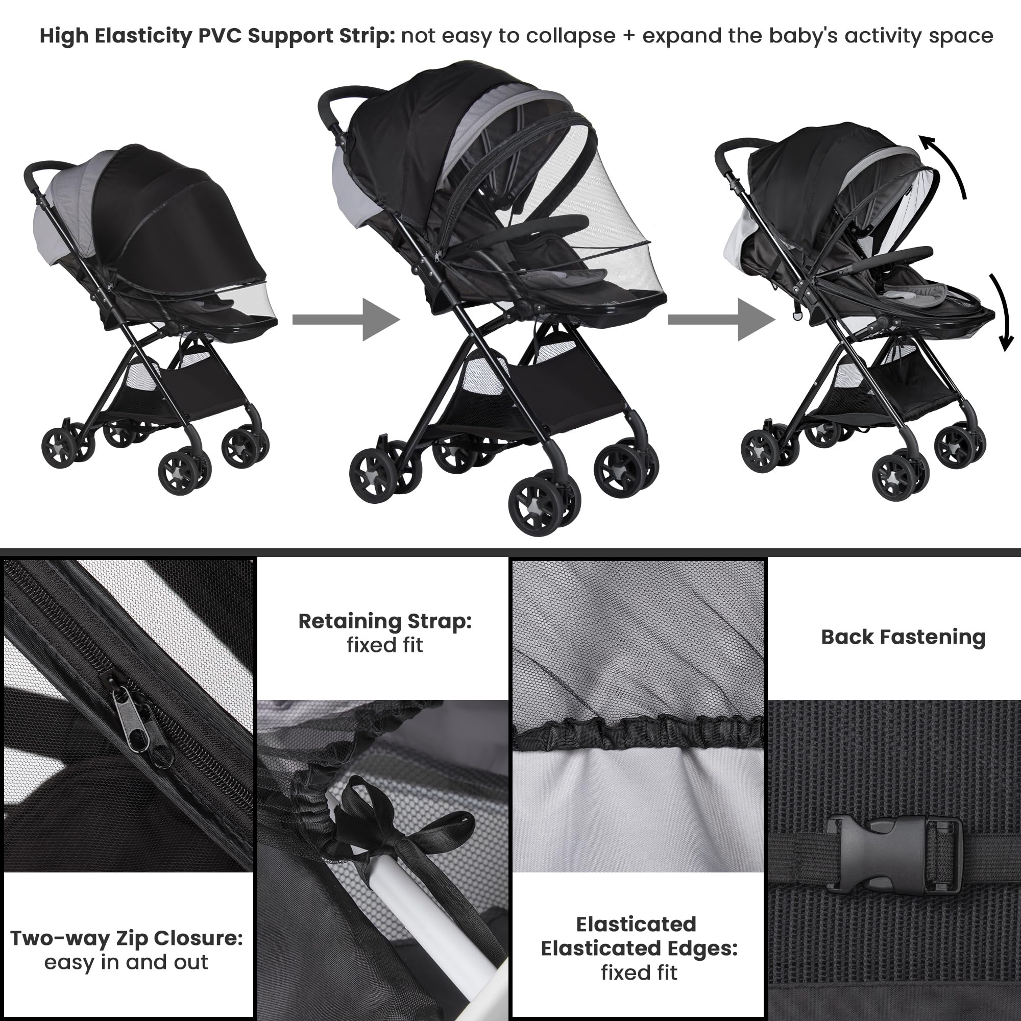 Bemece breathable honeycomb mesh maintains airflow for baby comfort.