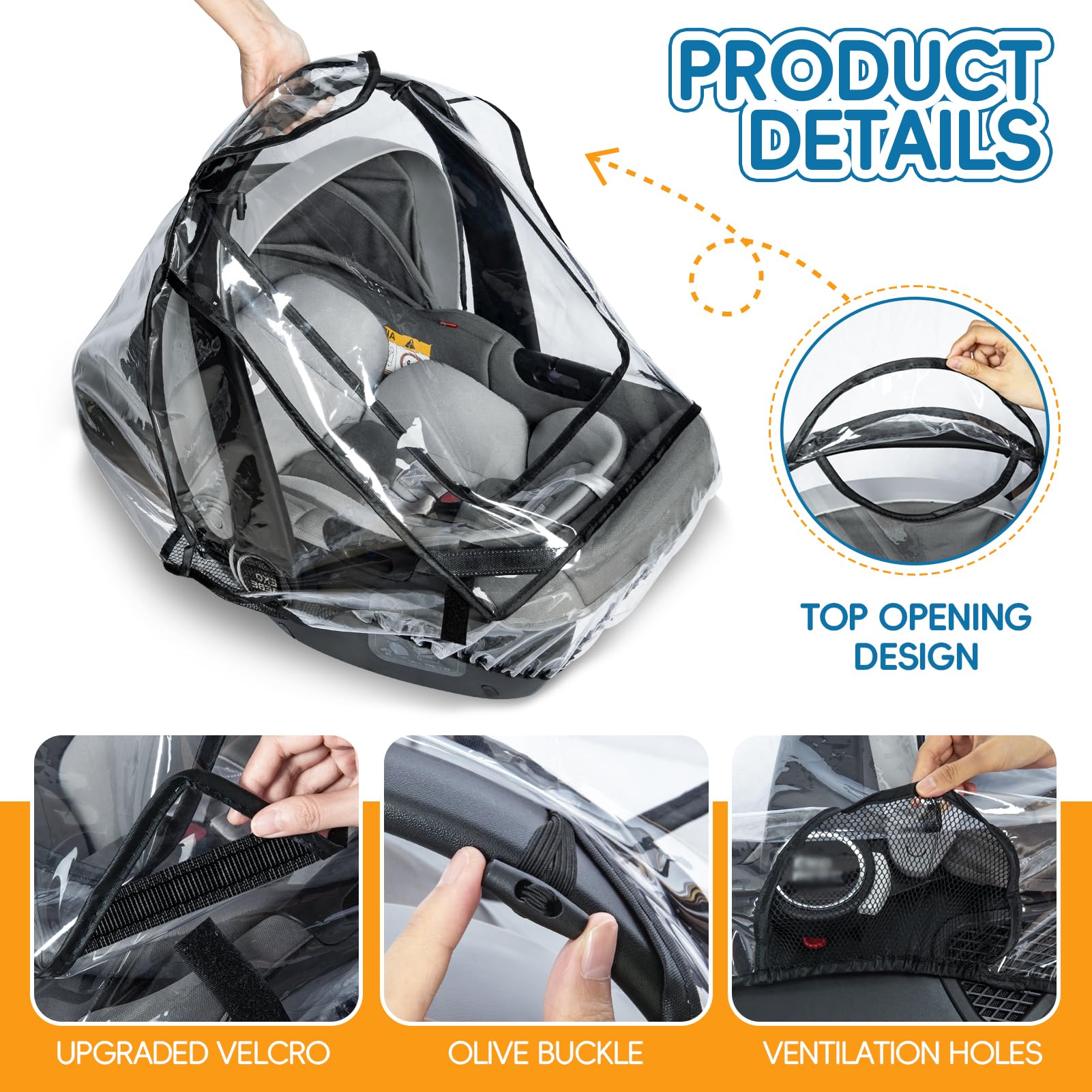 bemece car seat rain cover front window access for quick checks