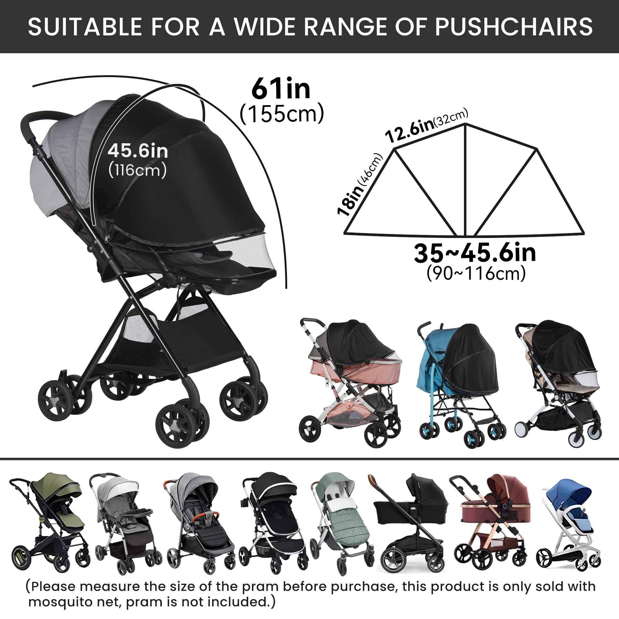 Bemece mosquito net two-way zip highlights easy baby in-out access.