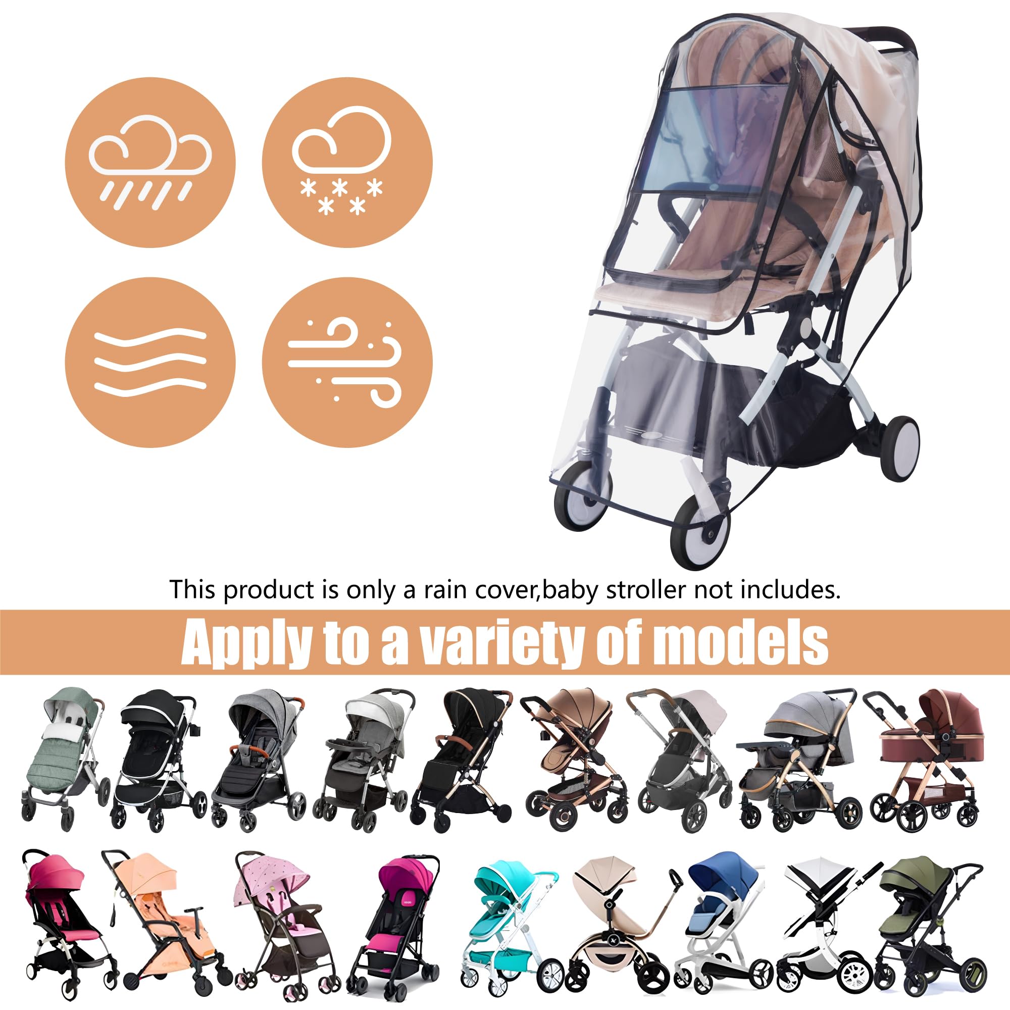Bemece Stroller Rain Cover quick assembly for fast setup between indoors and outdoors