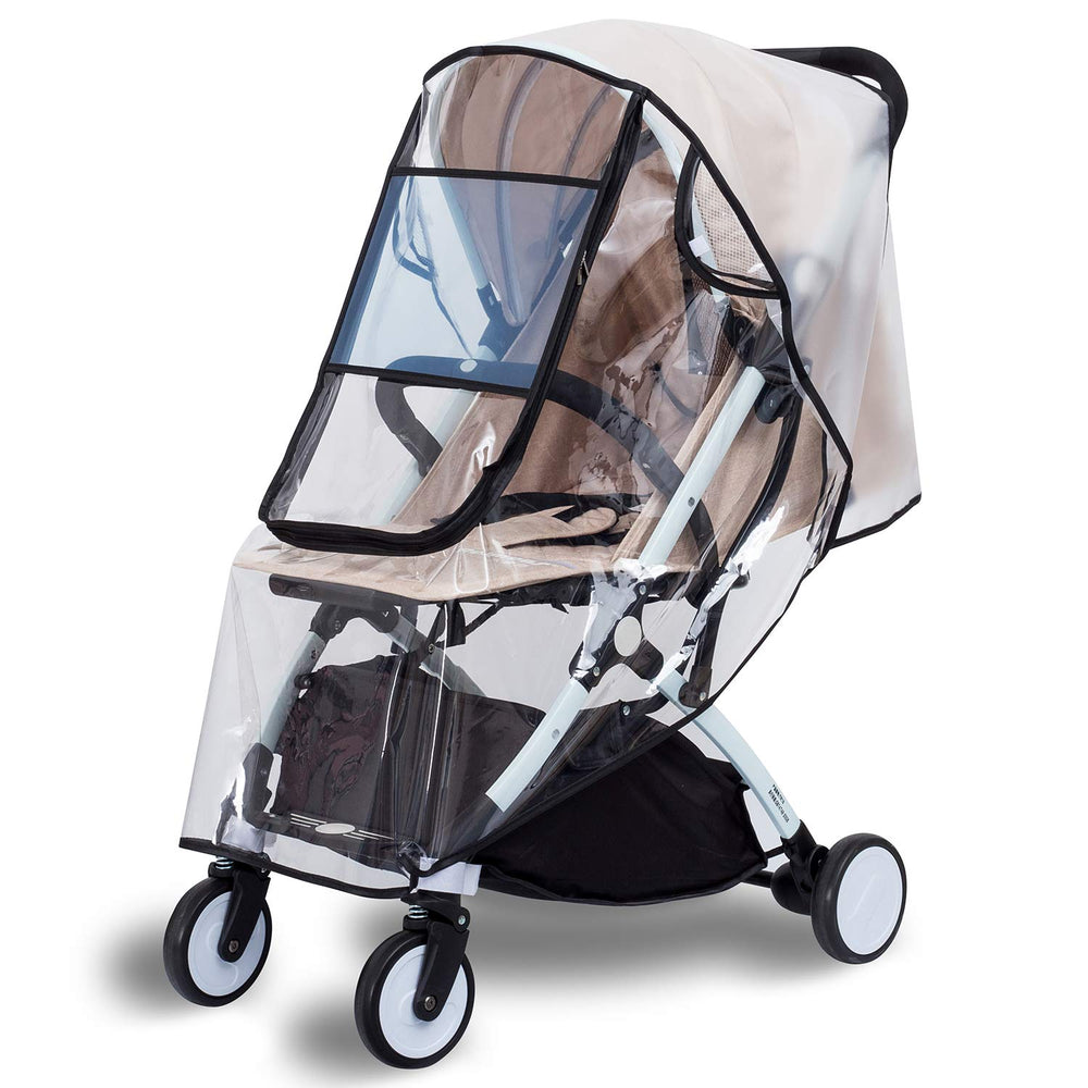 Bemece stroller rain cover folded for compact storage and travel protection.