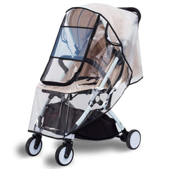 Bemece stroller rain cover folded for compact storage and travel protection.