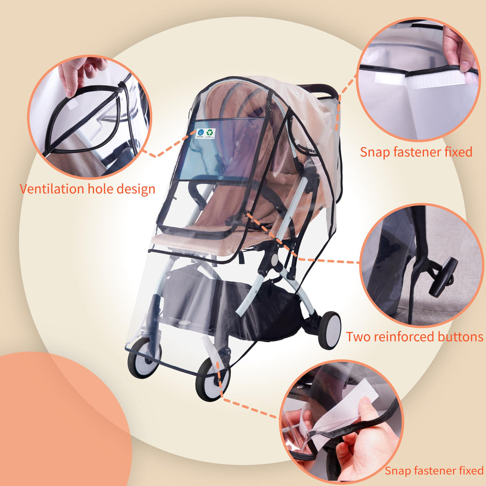Bemece Stroller Rain Cover front Velcro keeps cover secure during wind