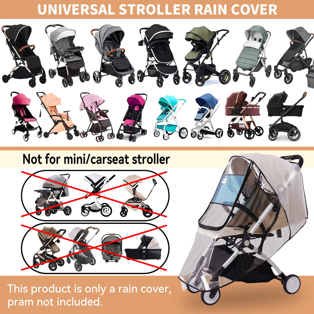 Bemece stroller rain cover with roll-up lid for ventilation and easy access.