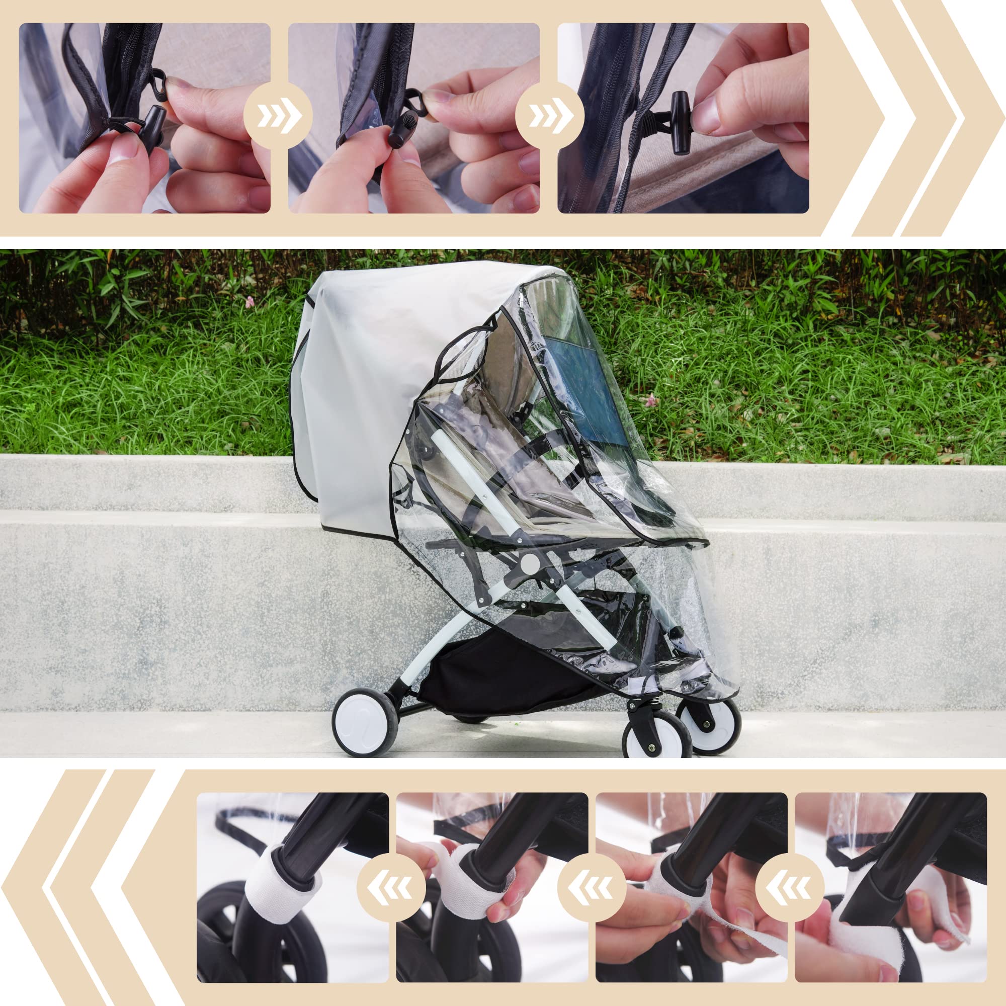 Bemece Stroller Rain Cover note about umbrella-type strollers and size