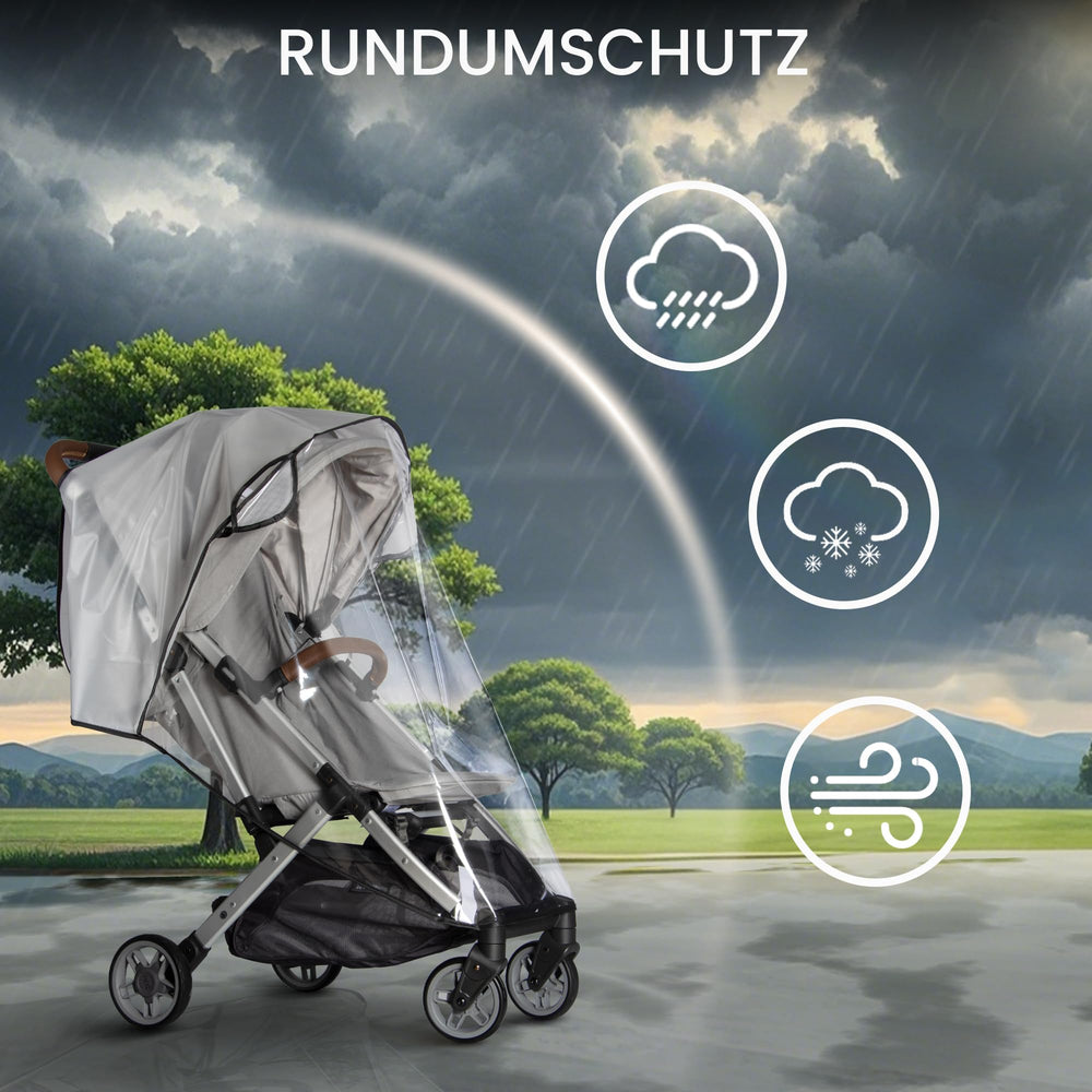 Bemece waterproof material shields against rain and snow during strolls