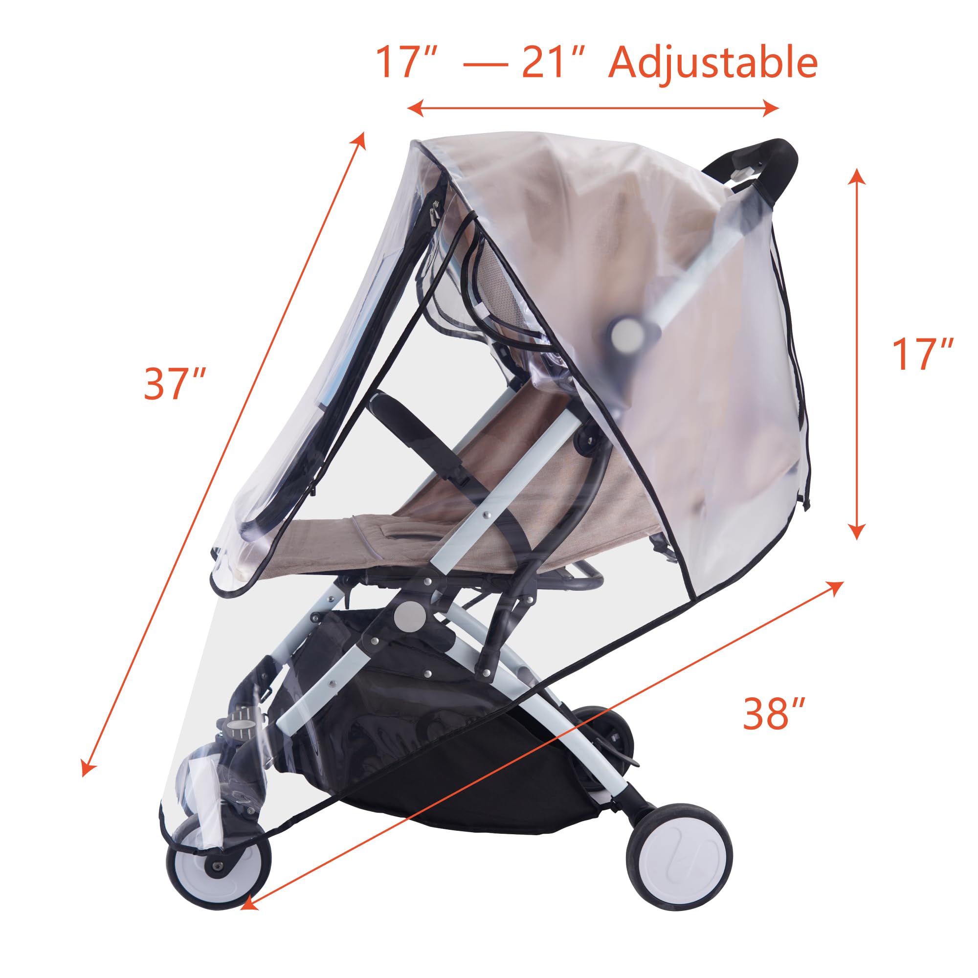 Bemece Stroller Rain Cover waterproof zipper blocks rain from seeping in
