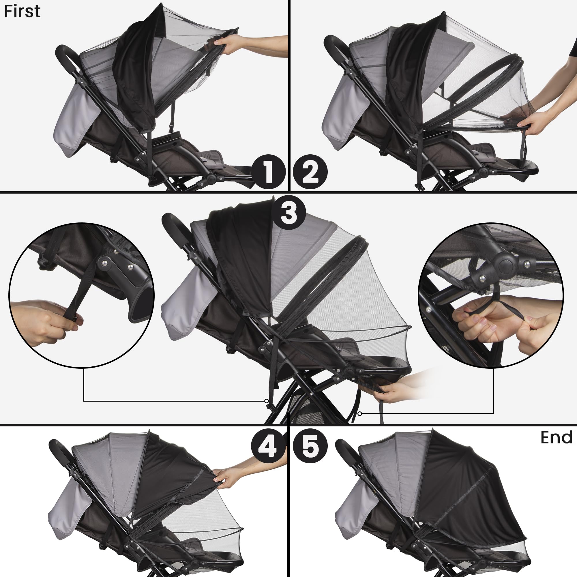 Bemece sunshade UPF50 blocks UV rays for sun-smart stroller rides.