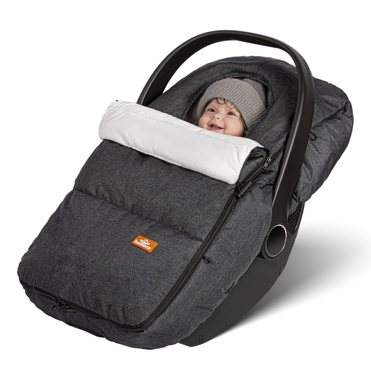 Bemece Winter Baby Car Seat Cover keeps your little one warm on chilly outings