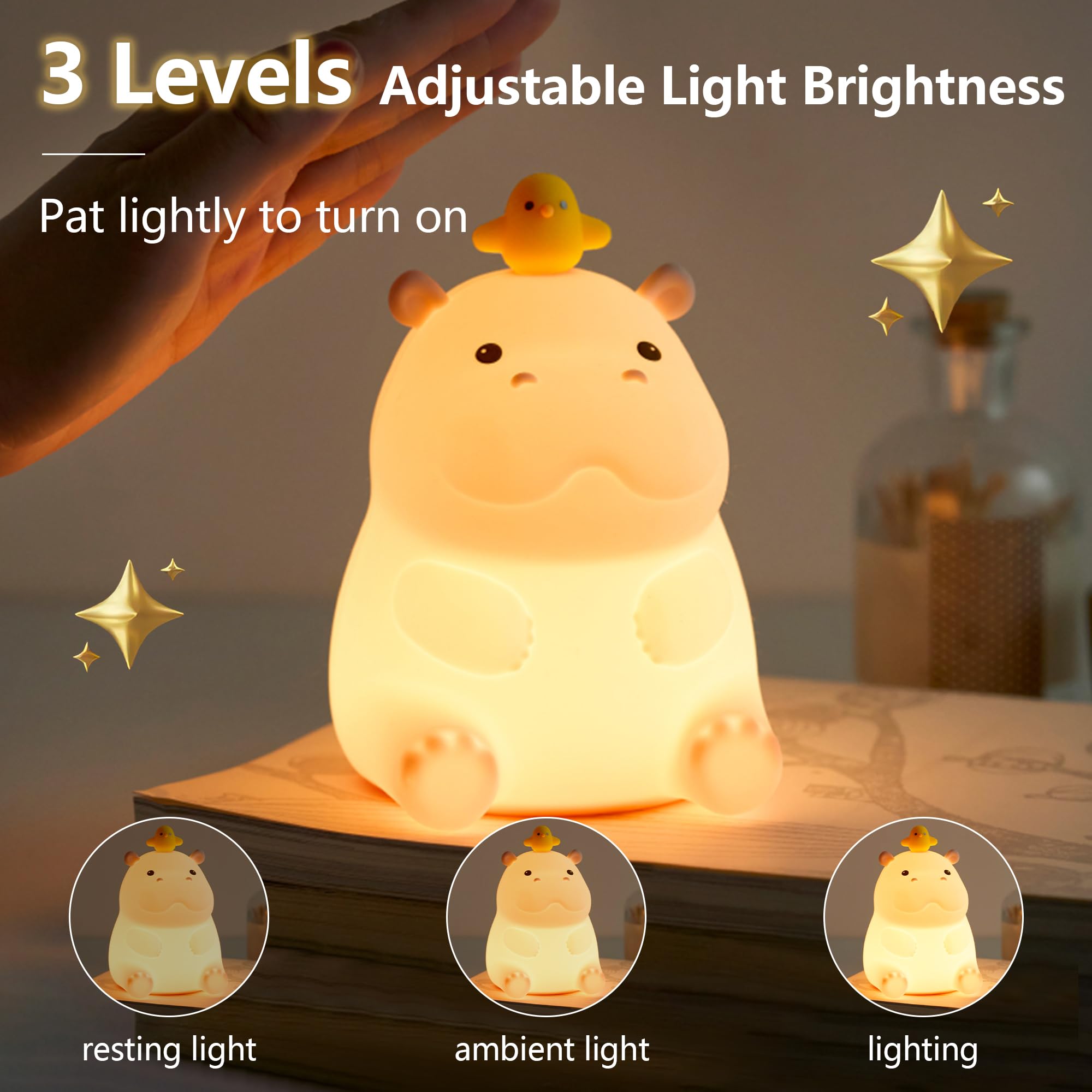 BemeedLigt Hippo Night Light 20-minute timer auto-shuts, saving energy and avoiding disturbance.