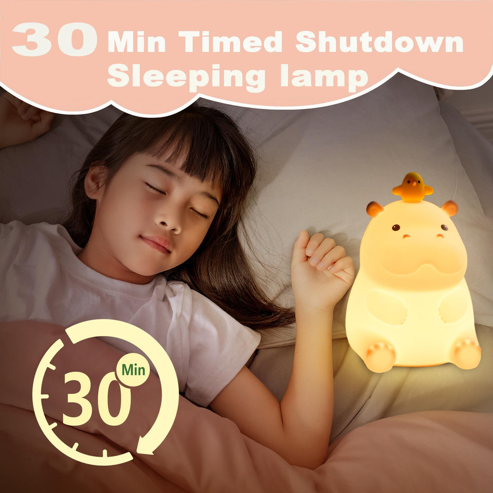 BemeedLigt Hippo Night Light dimmable LED offers two brightness levels for bedtime routines.