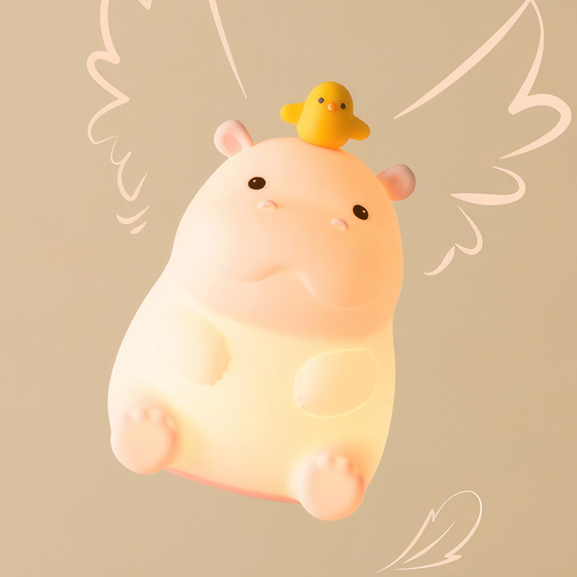 BemeedLigt Hippo Night Light features 1200mAh rechargeable battery for long-lasting illumination.
