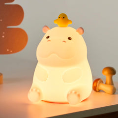 BemeedLigt Hippo Night Light in soft silicone glows gently for safe nighttime care.