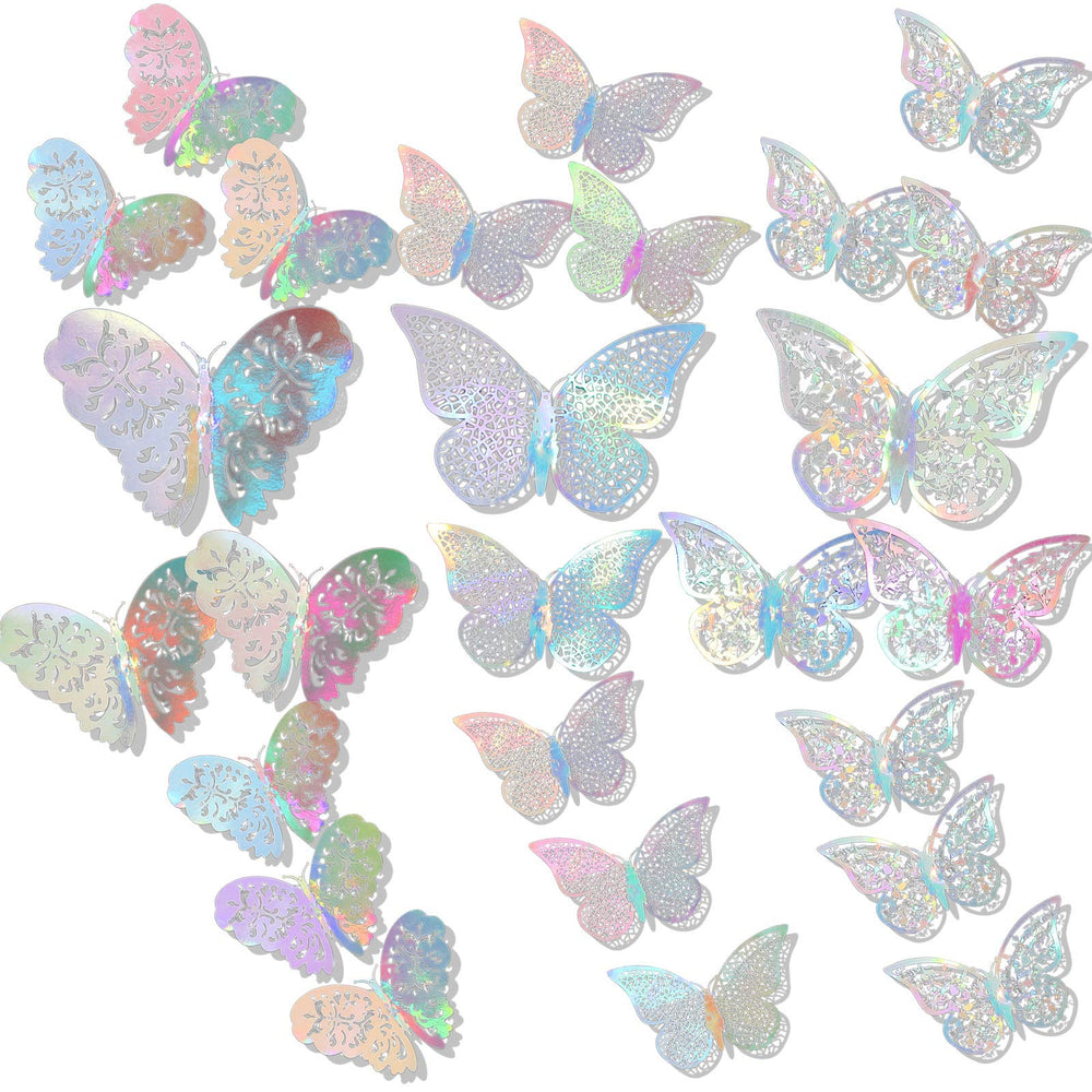Bememo 3D butterfly 8cm decal, style B, vivid holographic effect for playful room accents