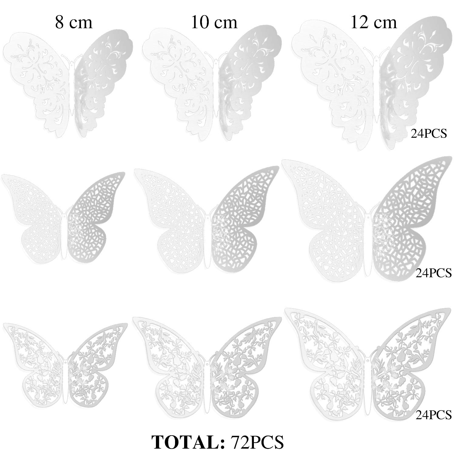 Bememo 3D butterfly wall decal style B, 10 cm, ideal for party backdrops.