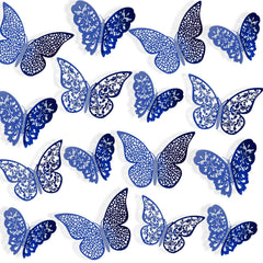 Bememo 72-piece 3D butterfly wall decals in sapphire blue for bright room charm