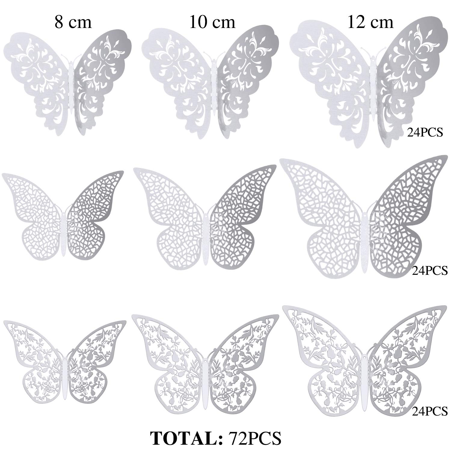 Bememo metallic butterfly decals with glitter for elegant wall decor.