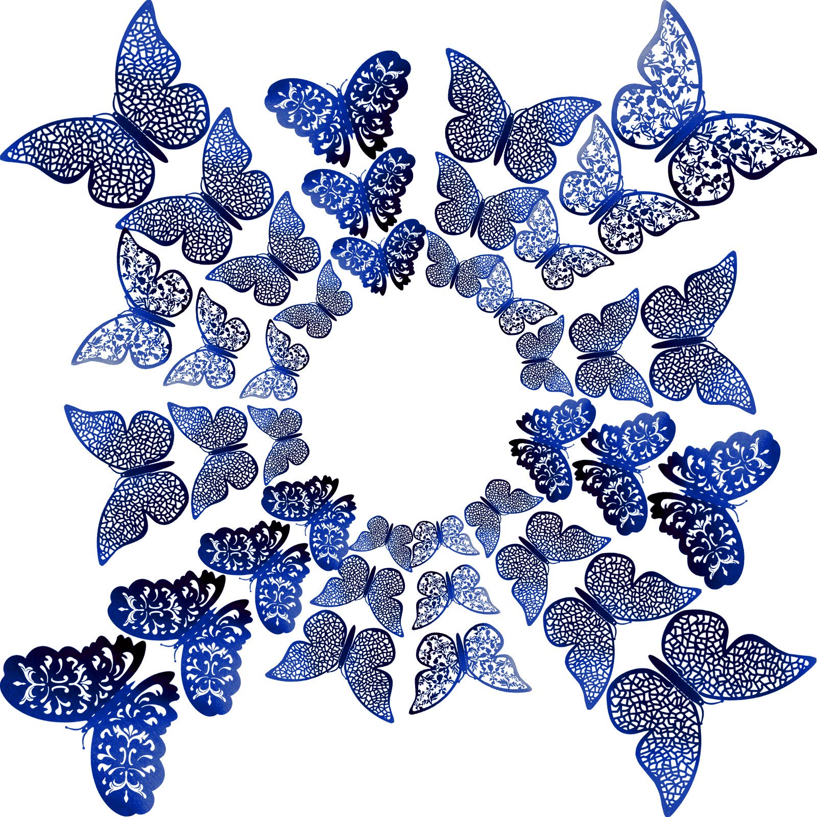 Bememo metallic sapphire butterflies wall art boosts decor with glittery focal point