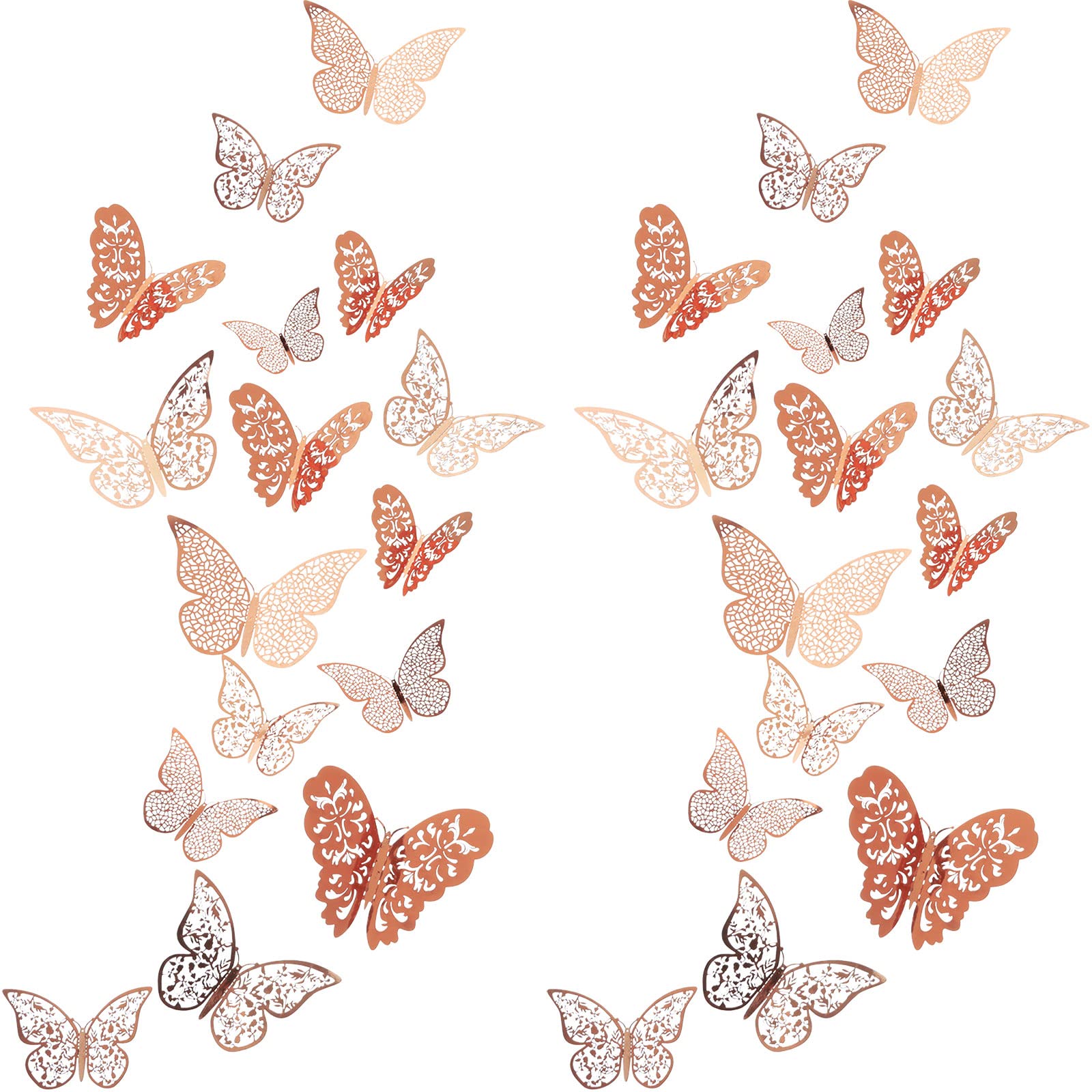 Bememo rose gold 3D butterfly wall art on window enhances natural light with metallic glow.