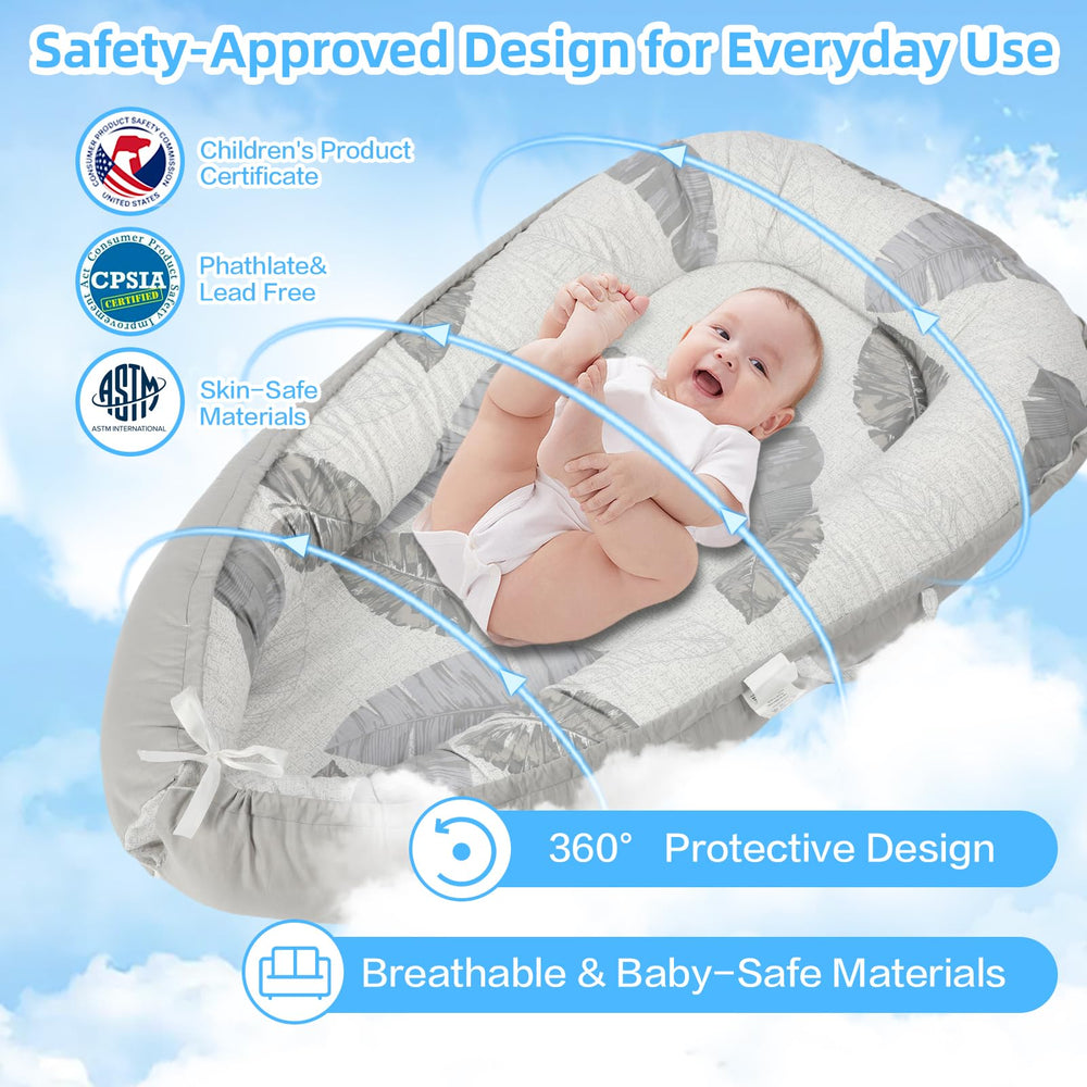 BEMPUS Baby Lounger shows convenient carry handles for effortless room-to-room use.