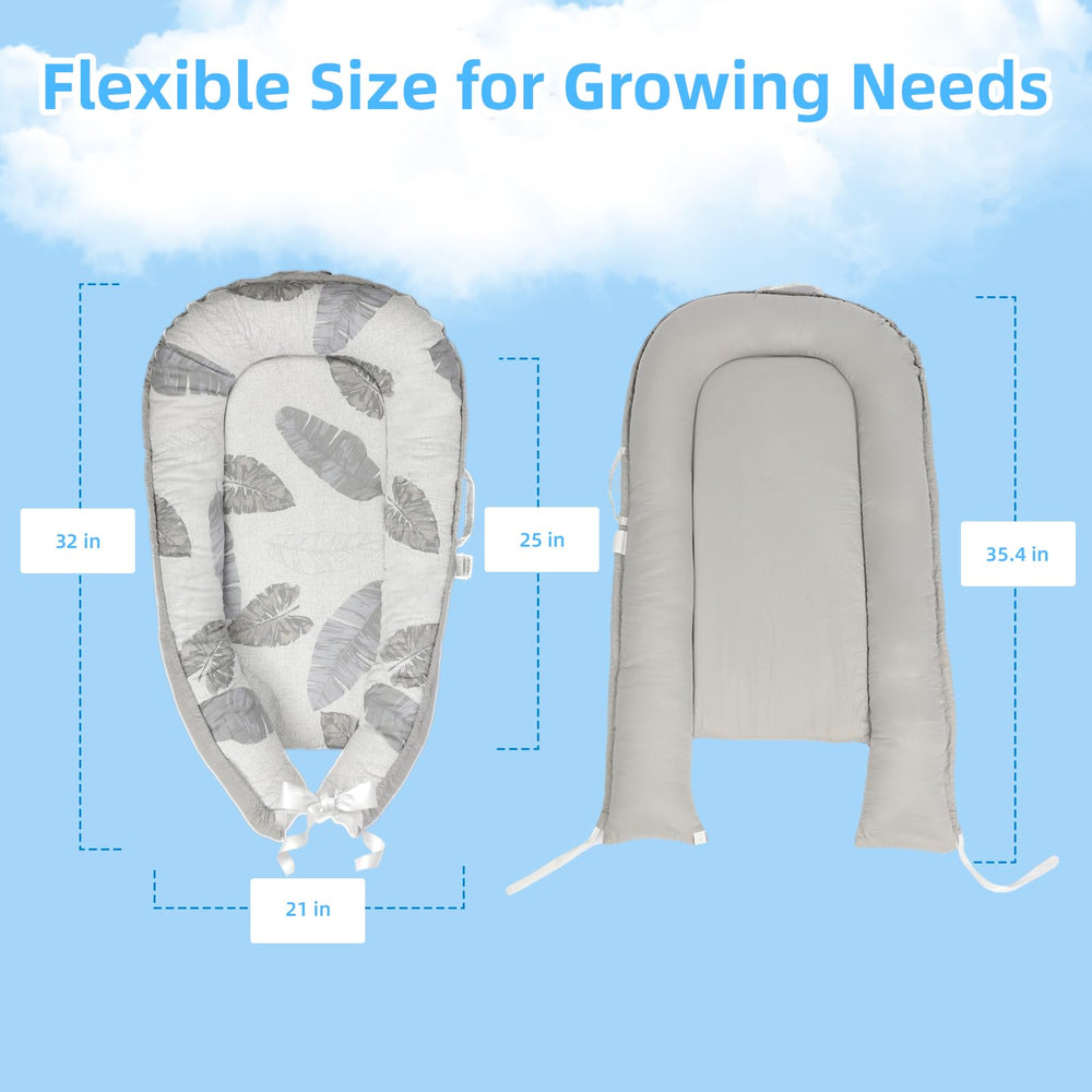 BEMPUS Baby Lounger with removable cover highlighting easy machine washing.
