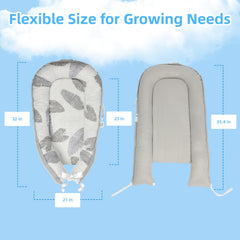 BEMPUS Baby Lounger with removable cover highlighting easy machine washing.
