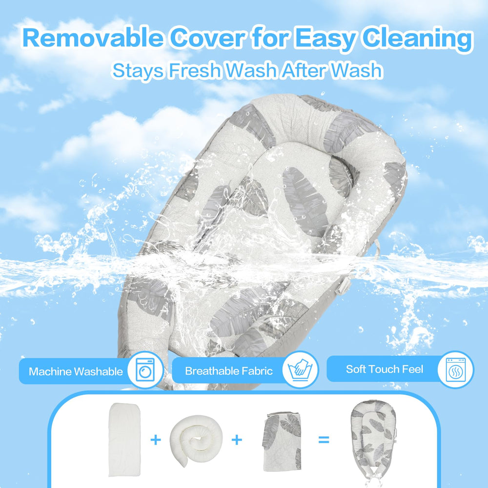 BEMPUS Baby Lounger features waterproof inner lining to keep the cushion fresh.
