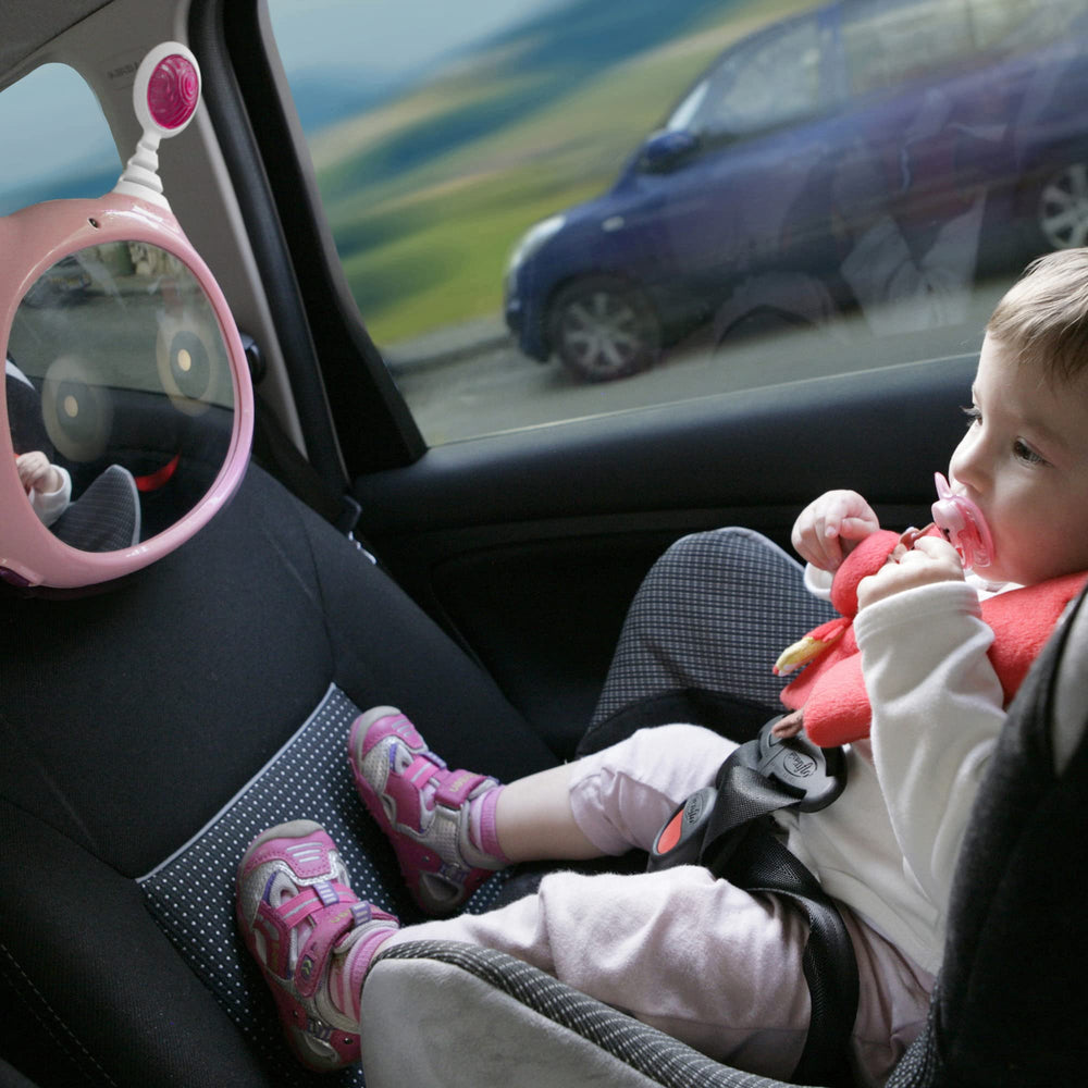 Benbat Active Baby Car Mirror Pink wink-eyes cue for baby's attention