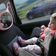 Benbat Active Baby Car Mirror Pink wink-eyes cue for baby's attention