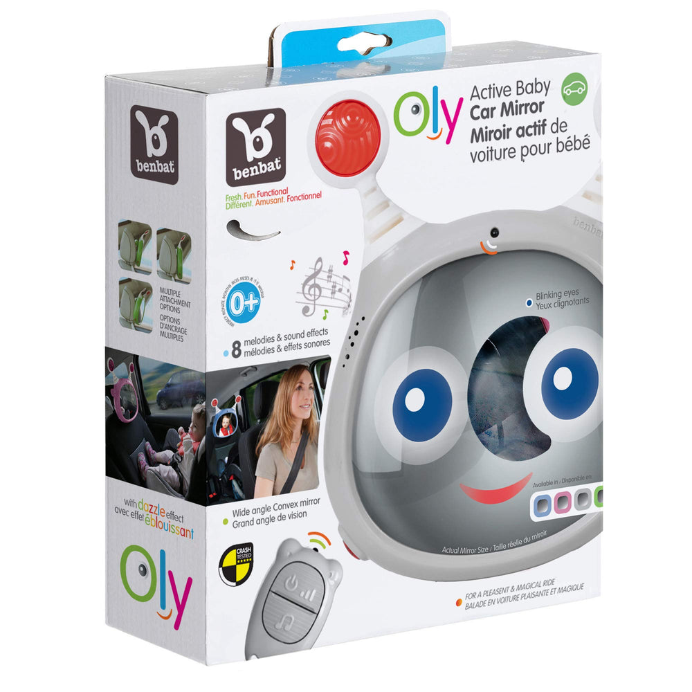 BENBAT OLY Active Car Mirror grey tilts to the best angle for visibility.