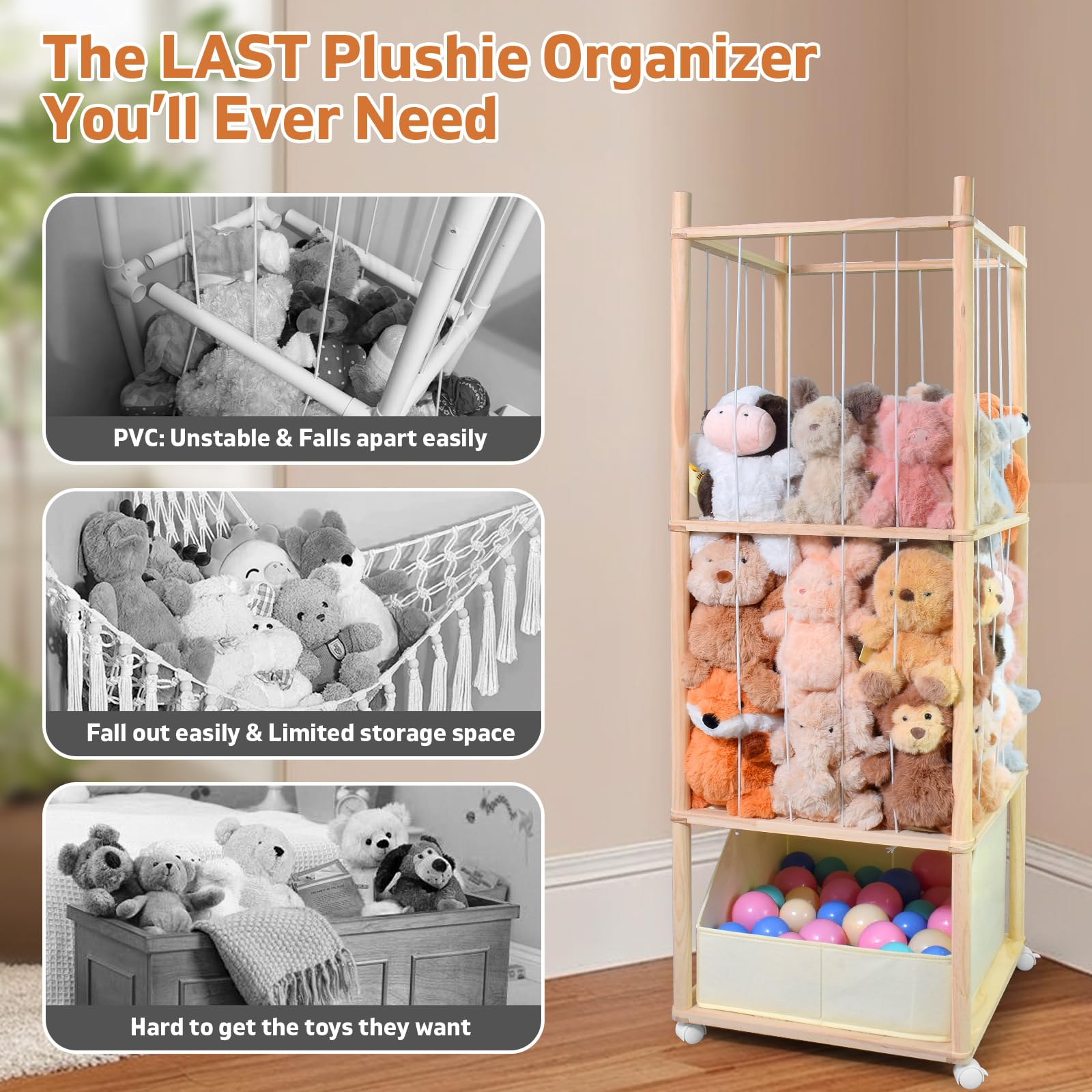 BENCHRY moveable-plush-storage on wheels for easy room reorganization
