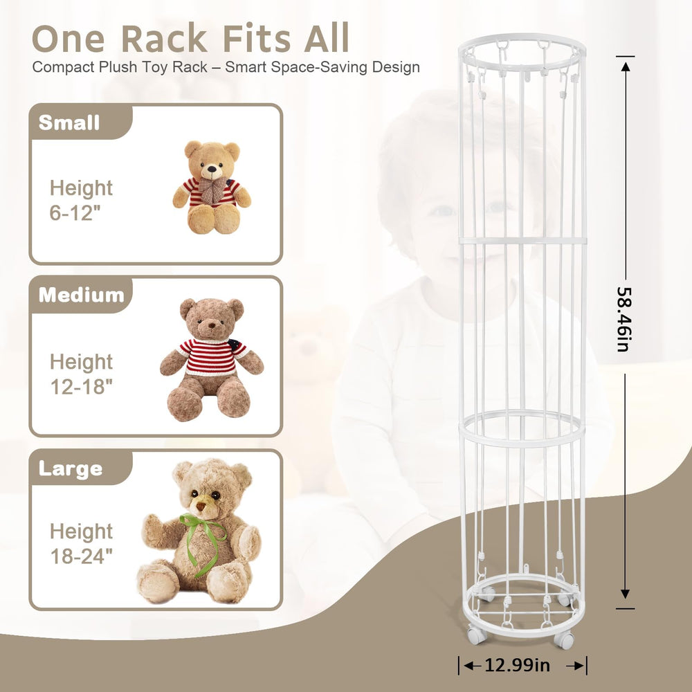 BENCHRY stuffed animal storage zoo wheels enable smooth mobility with lockable brakes.