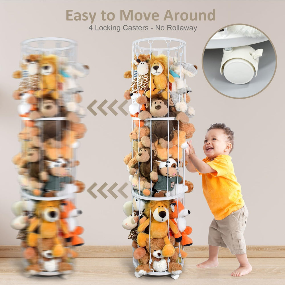 BENCHRY stuffed animal storage zoo white finish complements nursery decor.