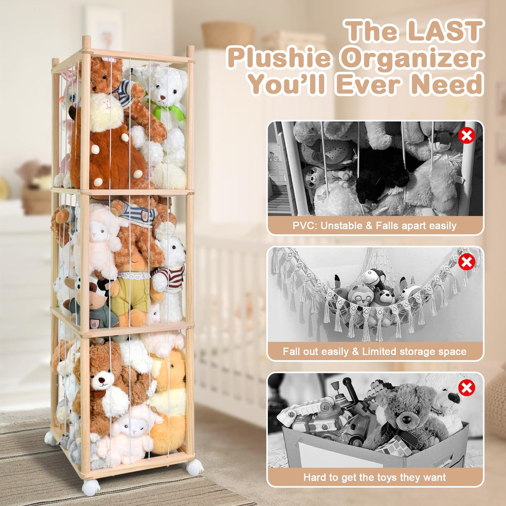 BENCHRY sturdy-pine-wood-construction provides stable support for many stuffed animals.