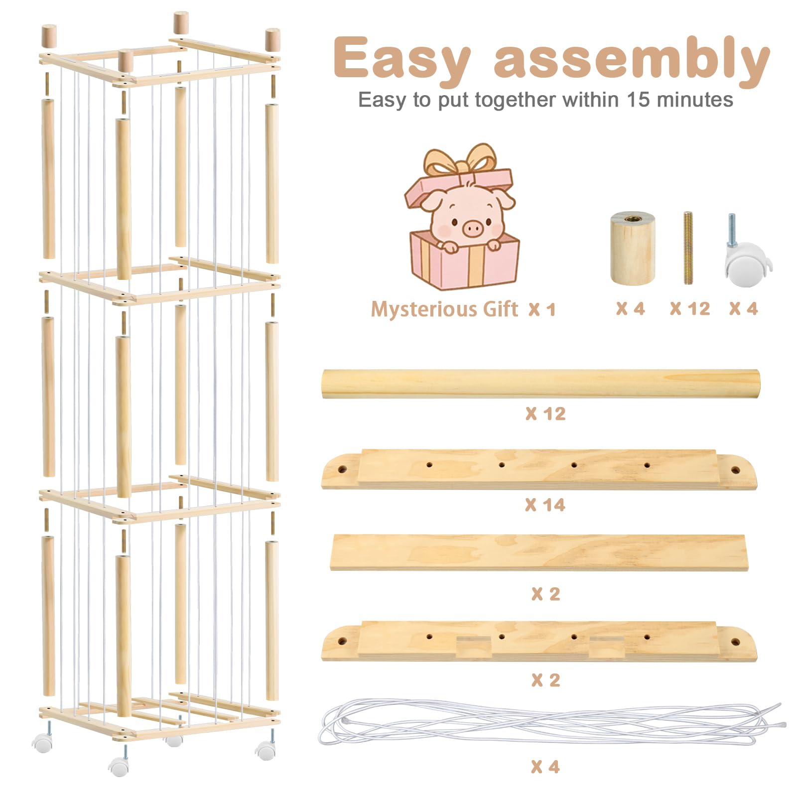 BENCHRY wooden-childrens-toy-organizer durable pine wood supports long-lasting nursery storage.
