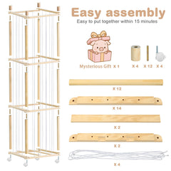 BENCHRY wooden-childrens-toy-organizer durable pine wood supports long-lasting nursery storage.